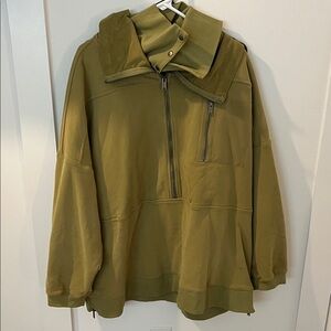 FP Movement by Free People Olive Oversized Sweatshirt Quarter Zip